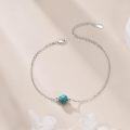 wholesale 925 Sterling Silver Turquoise Beaded Chain Ankle Bracelet for Women Beach Foot Jewelry-0-2