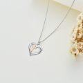 wholesale 925 Sterling Silver Heart with Rose Gold Cross and Diamonds Pendant Necklace for Women-0-2