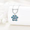 wholesale 925 Sterling Silver Turquoise Heart & Paw Print Pendant Necklace for Dog Lovers-0-3
