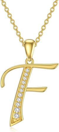 wholesale 14K Gold Moissanite A Z Initial Necklace for Women 16+2 -F