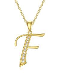 wholesale 14k Yellow Gold Lab Diamond Initial Letter Necklace Wholesale With Chain-F