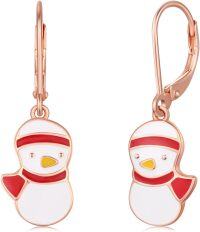 wholesale 925 Sterling Silver Snowman Drop Earrings with Red Scarf & Hat for Women-Christmas Snowman
