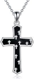 wholesale 925 Sterling Silver Black Enamel Celtic Knot Cross Pendant Necklace for Women-0-0