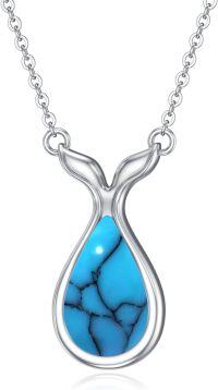 wholesale 925 Sterling Silver Natural Turquoise Pendant Necklace - Teardrop Shape Stone Gift for Her-Teardrop