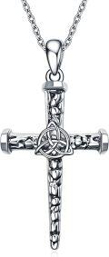 wholesale 925 Sterling Silver & Hypoallergenic Celtic Wolf Cross Pendant Necklace - 1.5 Charm, 20 Chain - Gift for Women-0-0