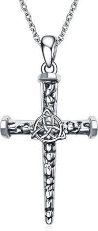 wholesale 925 Sterling Silver & Hypoallergenic Celtic Wolf Cross Pendant Necklace - 1.5 Charm, 20 Chain - Gift for Women-Silver Celtic Cross Necklace
