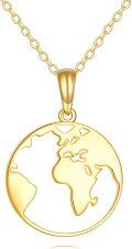 wholesale 14K Gold World Map Globe Pendant Necklace Graduation Gift for Women-0-0