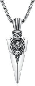 wholesale 925 Sterling Silver Dragon Head Arrowhead Pendant Necklace  Norse Viking Jewelry for Men & Women-0-0
