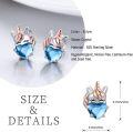 wholesale 925 Sterling Silver Heart-Shaped Blue Crystal Unicorn Stud Earrings for Kids Adults-0-1