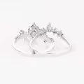 TOUPOP Sterling Silver Moissanite Moss Agate Wedding Ring Set For Women-0-1