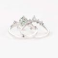 TOUPOP Sterling Silver Moissanite Moss Agate Wedding Ring Set For Women-0-1