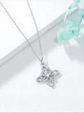 wholesale 925 Sterling Silver Moonstone Floral Cross Pendant Necklace For Women-0-3