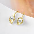 wholesale 925 Sterling Silver Gold Plated 6mm White Pearl Calla Lily Earrings for Women-0-3