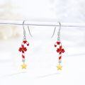 wholesale 925 Sterling Silver Metal Candy Cane Star Drop Dangle Christmas Earrings for Women-0-2