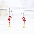 wholesale 925 Sterling Silver Candy Cane Dangle Earrings With Gold Star-0-2