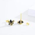 wholesale 925 Sterling Silver Black Pyramid V-shaped Earrings-0-1