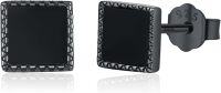 wholesale 925 Sterling Silver Square Black Onyx CZ Stud Earrings for Women and Men-A03 - Square Black Onyx (7 MM)