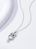 wholesale 925 Sterling Silver Blue Moonstone Owl Pendant Necklace with Chain-0-2