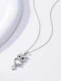 wholesale 925 Sterling Silver Blue Moonstone Owl Pendant Necklace with Chain-0-2