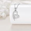 wholesale 925 Sterling Silver Double Heart Pendant Necklaces for Women Mother's Day Gifts Jewelry-0-4