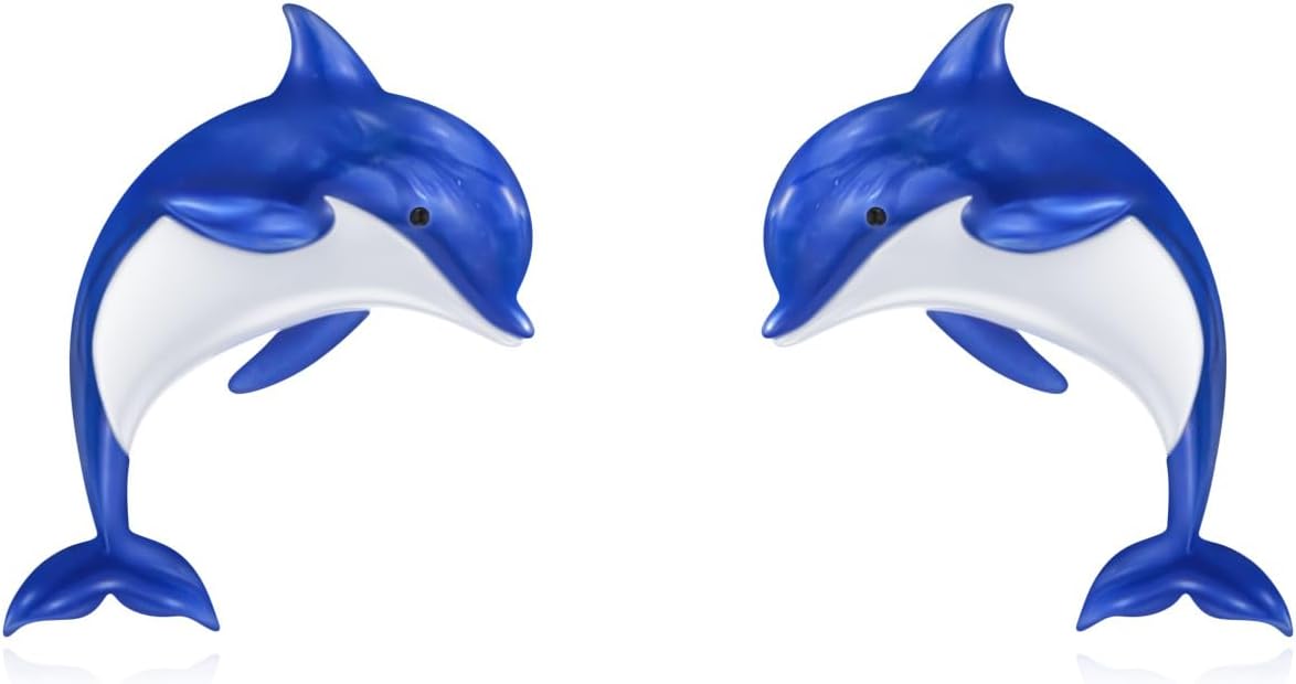 wholesale 925 Sterling Silver Dolphin Ocean Theme Stud Earrings Beach  for Her-0-0