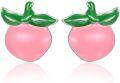 wholesale 925 Sterling Silver Pink Peaches Fruit Stud Earrings for Women Girls  4g-0-0