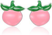 wholesale 925 Sterling Silver Pink Peaches Fruit Stud Earrings for Women Girls  4g-Peach