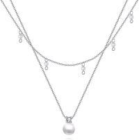 wholesale 925 Sterling Silver Freshwater Pearl Double-Layer Infinity Pendant Necklace for Women and Girls-Layered Pearl Necklace