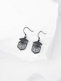 wholesale 925 Sterling Silver Black Cube Graduation Cap Dangle Earrings for Women's High School College  Ideas-0-2