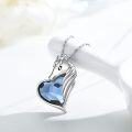 wholesale 925 Sterling Silver Heart-Shaped Blue Crystal Unicorn Head Pendant Necklace - Gifts for Her-0-1