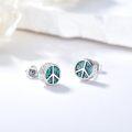 wholesale 925 Sterling Silver Turquoise Peace Sign Stud Earrings for Men & Women-0-2