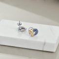 wholesale 925 Sterling Silver Heart-Shaped Blue Crystal Dolphins Stud Earrings Gift for Women-0-5