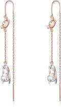 wholesale 925 Sterling Silver Novelty Animal Drop Earrings - Cat Design Gift for Women-0-0