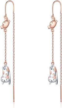 wholesale 925 Sterling Silver Novelty Animal Drop Earrings - Cat Design Gift for Women-Cat and Crabs