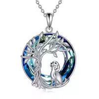 TOUPOP Sterling Silver Crystal Abalone Shell Animal Pendant Necklace-style_name:1-Crystal-Dog