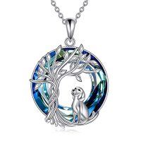 wholesale TOUPOP Tree Of Life Animal Necklace 925 Sterling Silver Crystal/abalone Shell Animal Pendant Jewelry Birthday Mothers Day Gifts For Women Mom Wife Her -style_name:1-Crystal-Dog