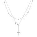 wholesale 925 Sterling Silver Infinity Cross Lariat Layered Necklaces Wholesale Christmas Gift for Women-0-0