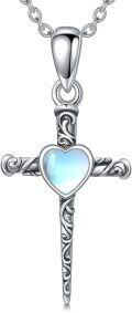 wholesale 925 Sterling Silver Heart-Shaped Moonstone Cross Pendant Necklace for Women Gifts-0-0