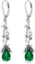 wholesale 925 Sterling Silver Simulated Birthstone Crystal Vintage Oxidized Branches Dangle Earrings-0-0