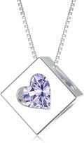 wholesale 925 Sterling Silver AAAAA Natural Gemstone Purple Heart Pendant Necklace for Women, Sensitive Skin Safe, Gift Box-0-0