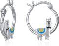 wholesale 925 Sterling Silver Small Hoop Earrings with Cute Llama Design Gifts for Women and Daughters-0-0