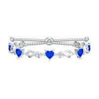 wholesale 925 Sterling Silver 12 Gemstone Infinity Love Birthstone Bracelet Heart Cut Adjustable for Women Mother Daughter Wife-Sep-Sapphire Blue