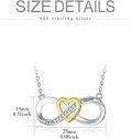 wholesale 925 Sterling Silver Infinity Heart Pendant with Yellow Gold Plated Accents and White Cubic Zirconia Stones Necklaces for Women-0-4