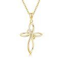 wholesale 10K Gold Infinity Knot Cross Pendant with 3mm Cable Chain for Women and Girls - Elegant Religious Set (Length: Adjustable from 16 to 20 inches)-0-0