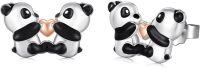 wholesale 925 Sterling Silver Panda Heart Stud Earrings for Women Girls-Panda Earrings
