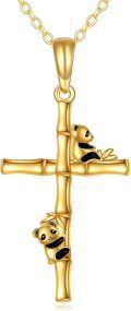 wholesale 14K Gold Cross with Ladybugs and Crystal Accents Pendant Necklace for Women-0-0