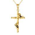 wholesale 14k Gold Cross Pendant Necklace With Red Ladybug Zircon Vine Design For Women-0-0