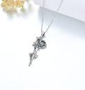 wholesale 925 Sterling Silver Rose and Sword Pendant Necklaces for Women/Men-0-2