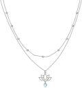wholesale 925 Sterling Silver Layered Lotus Flower Pendant Necklaces with Moonstone Beads for Women Gifts-0-0