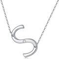 wholesale 925 Sterling Silver S-Shaped Initial Letter Cubic Zirconiad Pendant Necklaces for Women Girls  (S)-0-0
